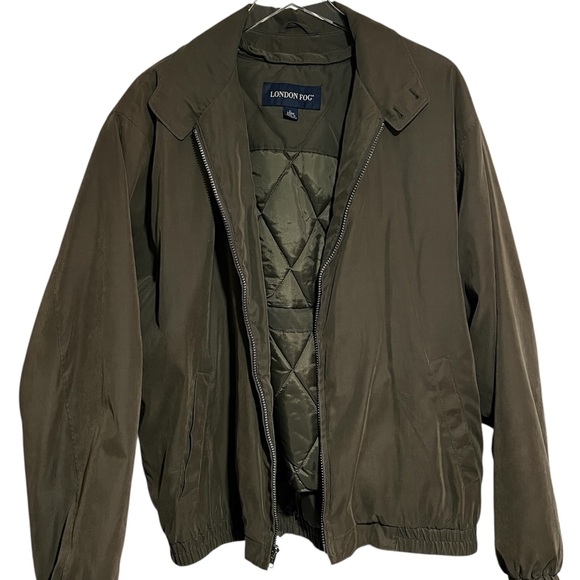 Green Suede Like Bomber Jacket Cold Weather Quilted Removable Olive Army EC - Picture 1 of 16